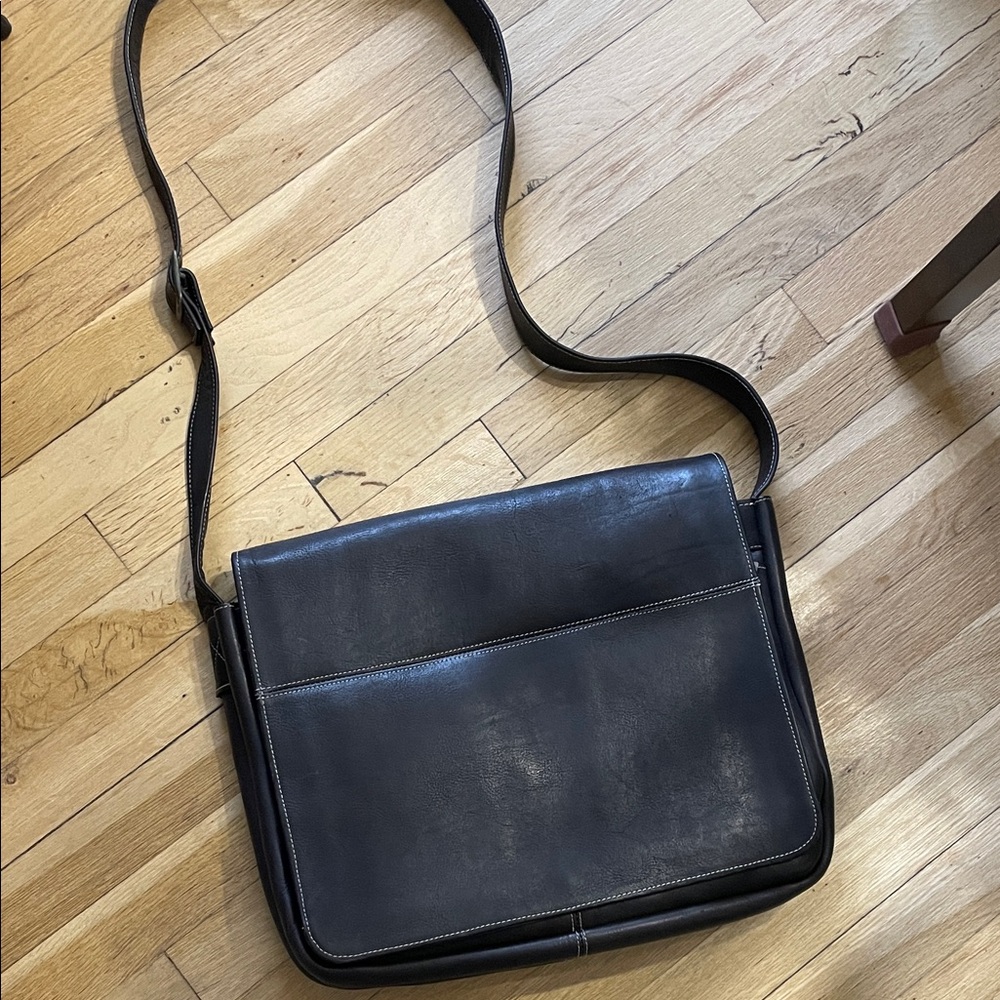 Dark Brown Leather Messenger Bag